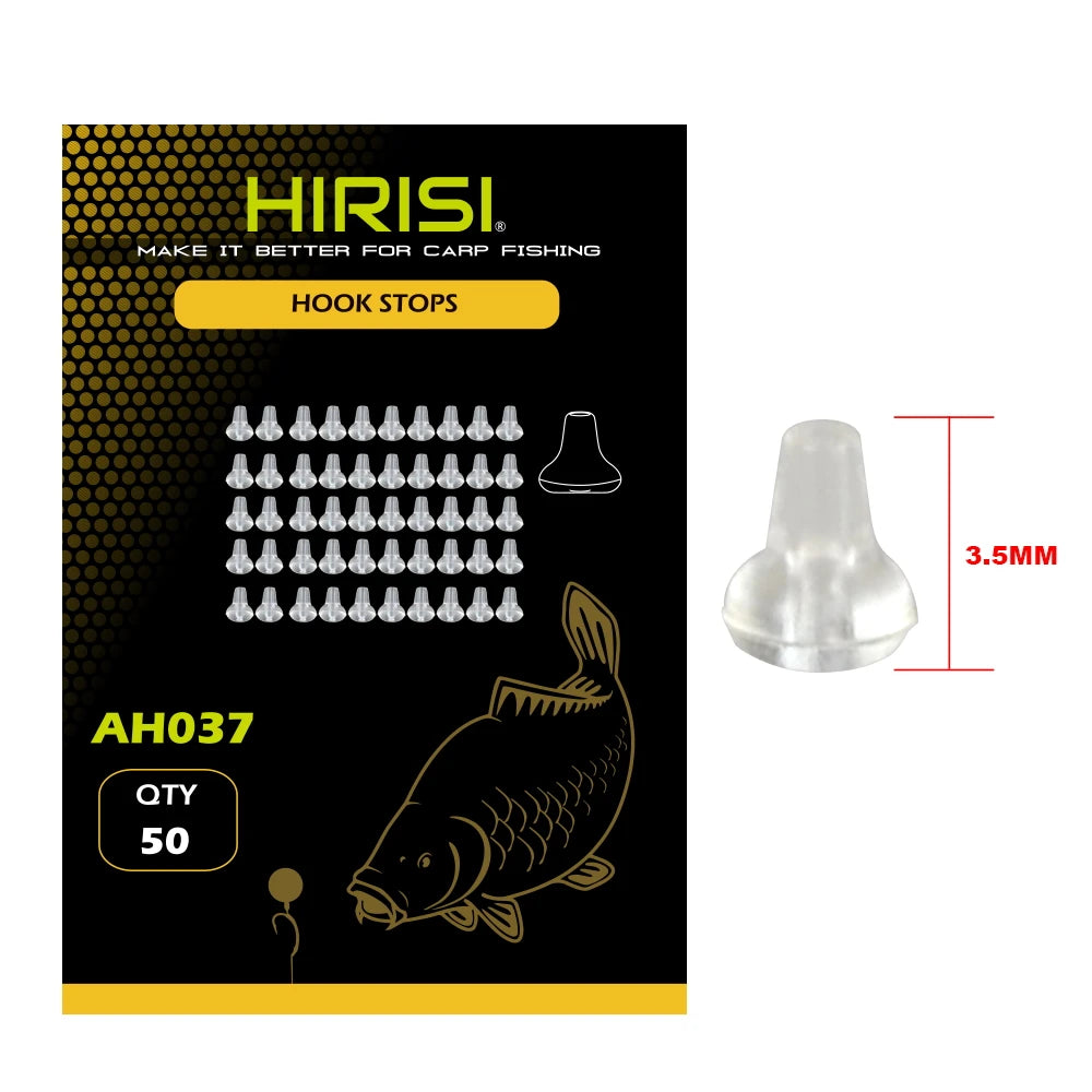 Hirisi 50pcs/Pack Rubber Fishing Rigs Fish Hook Stopper Terminal Tackle Accessories Carp Fishing Positioning Bead Buffer Beans Oasis Select AH037-Clear