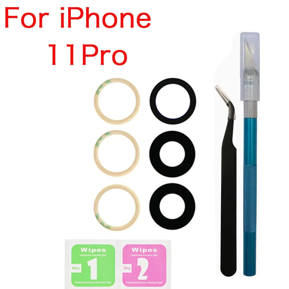 iPhone 11–14 Rear Camera Glass Lens Replacement Kit + Tools