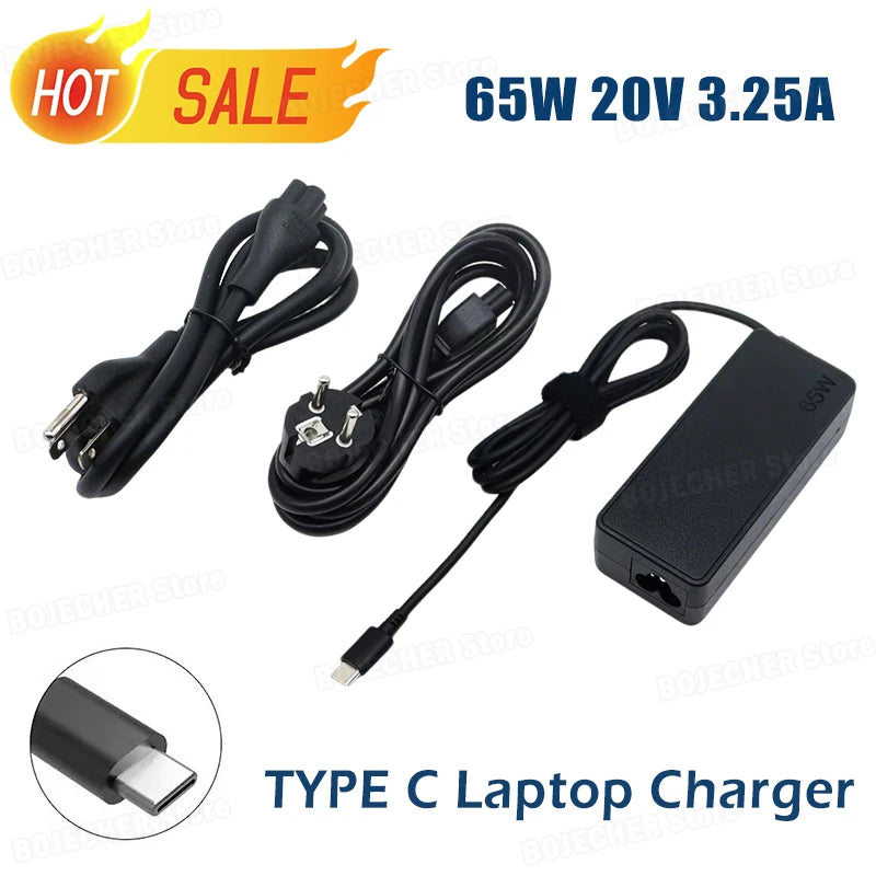 65W 20V 3.25A TYPE C Laptop Charger Adapted For Lenovo ThinkPad Hp Yoga Dell ASUS Fast Power Supply Adapters USB C Interface Oasis Select