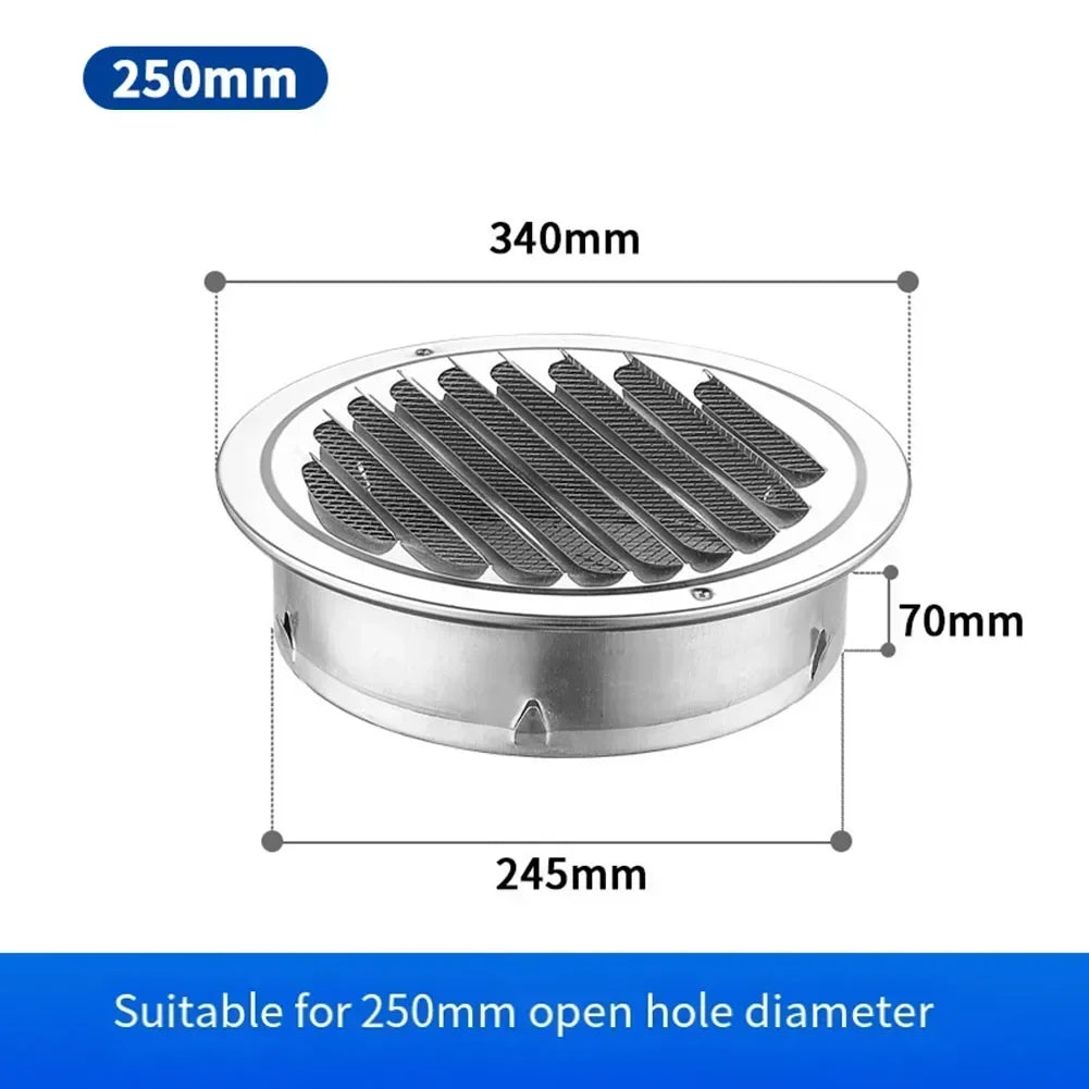 70-300mm Stainless Steel Wall Ceiling Air Vent Exhaust Hood Ducting Ventilation Waterproof Vents Cap Grille Cover Oasis Select 250mm
