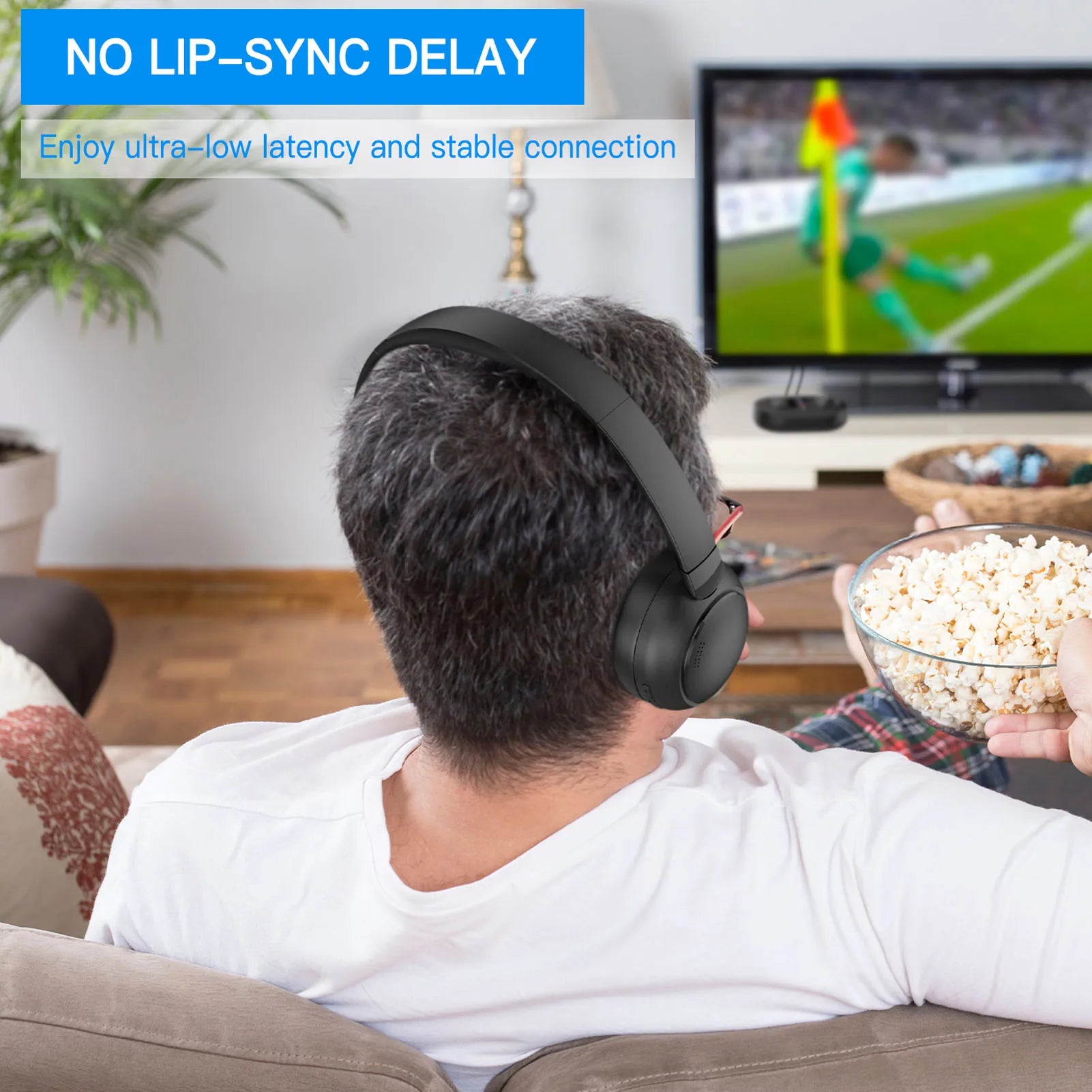 TV Headphone Wireless TV Headphone Battery Level Display 2.4G Bluetooth 5.3 50 Hours Playback with Charging Base for Xmas Gift Oasis Select