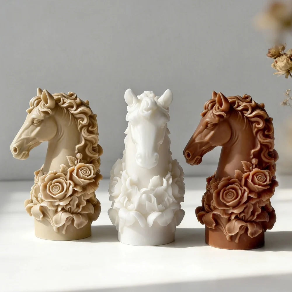 3D Horse Head Silicone Mold DIY Aromatherapy Candle Silicone Mould Horse Roman Column Ornament Epoxy Resin Molds Home Decor Oasis Select