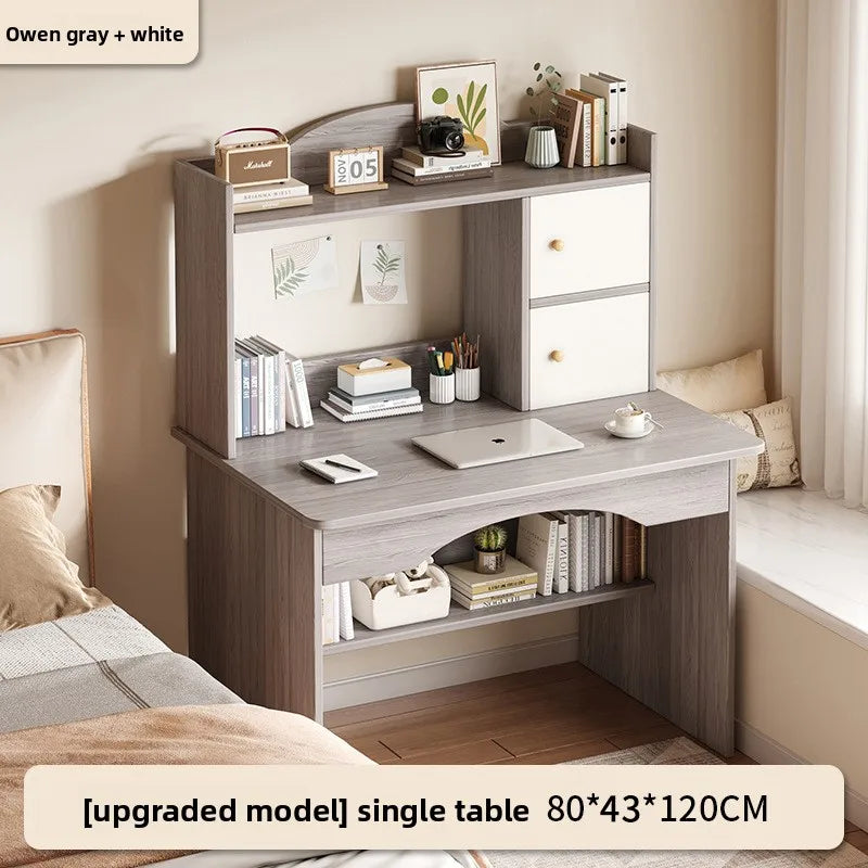 Home Desk Bookcase Integrated Simple Desktop Study Table Bedroom Dresser Locker Computer Desk Oasis Select M-Grey 80CM
