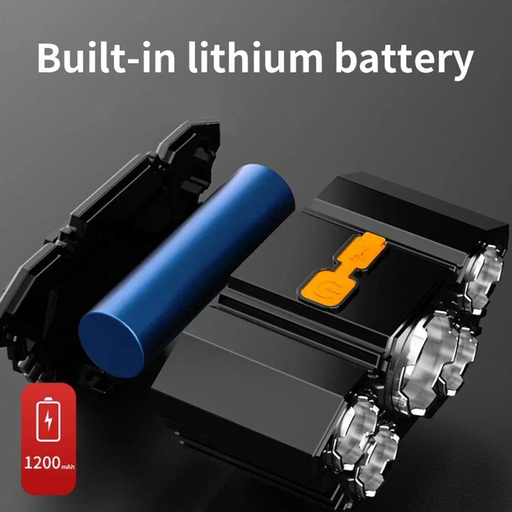5 LED Powerful Headlamp Strong Light Headlight Built-in 18650 Battery Rechargeable Outdoor Camping Fishing Adventure Flashlight Oasis Select