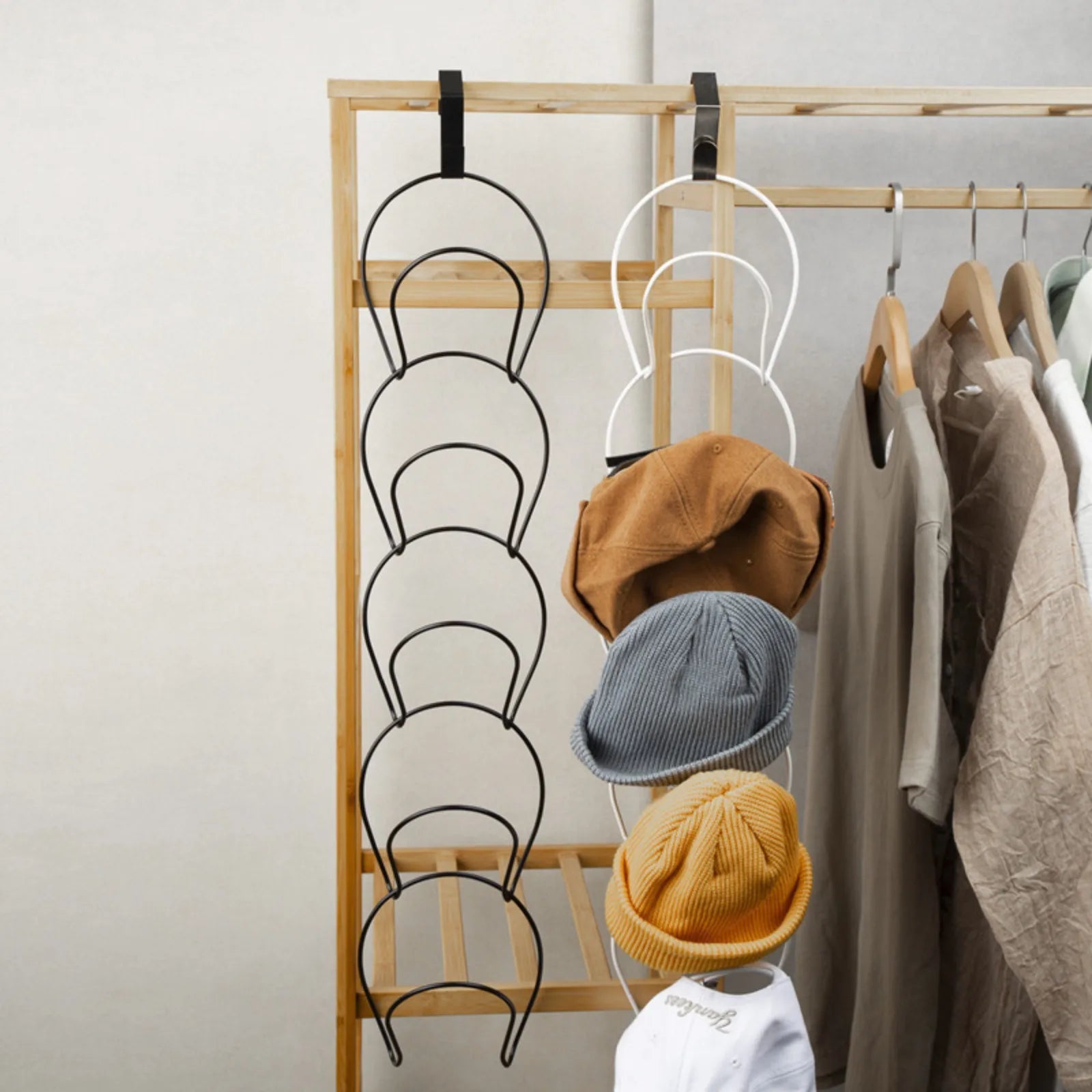 Over Door Hat Rack – 5 Hook Organizer for Hats & Bags Over Door Hat Rack Oasis Select