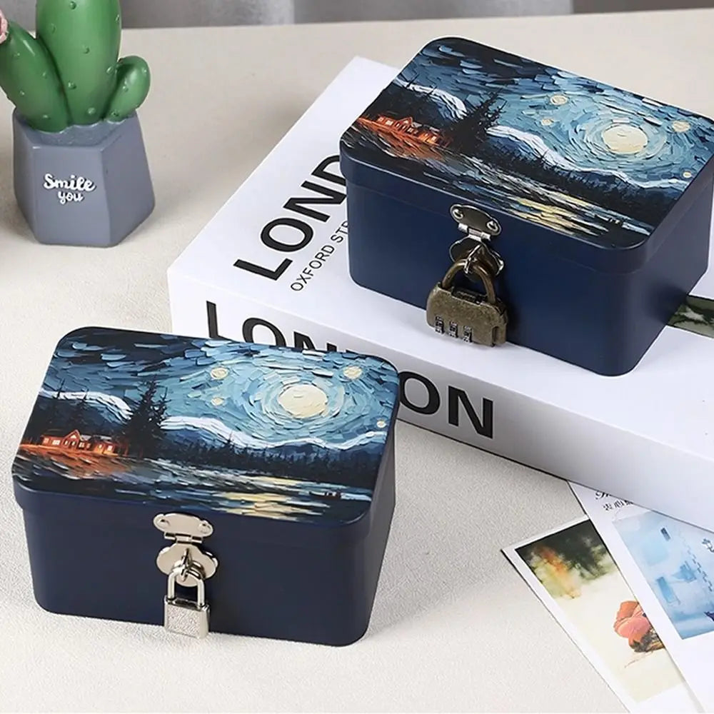 Large Size Storage Box Metal Material Private Storage Password Lock Box Password Lock Desktop Organizer Personal Items Oasis Select
