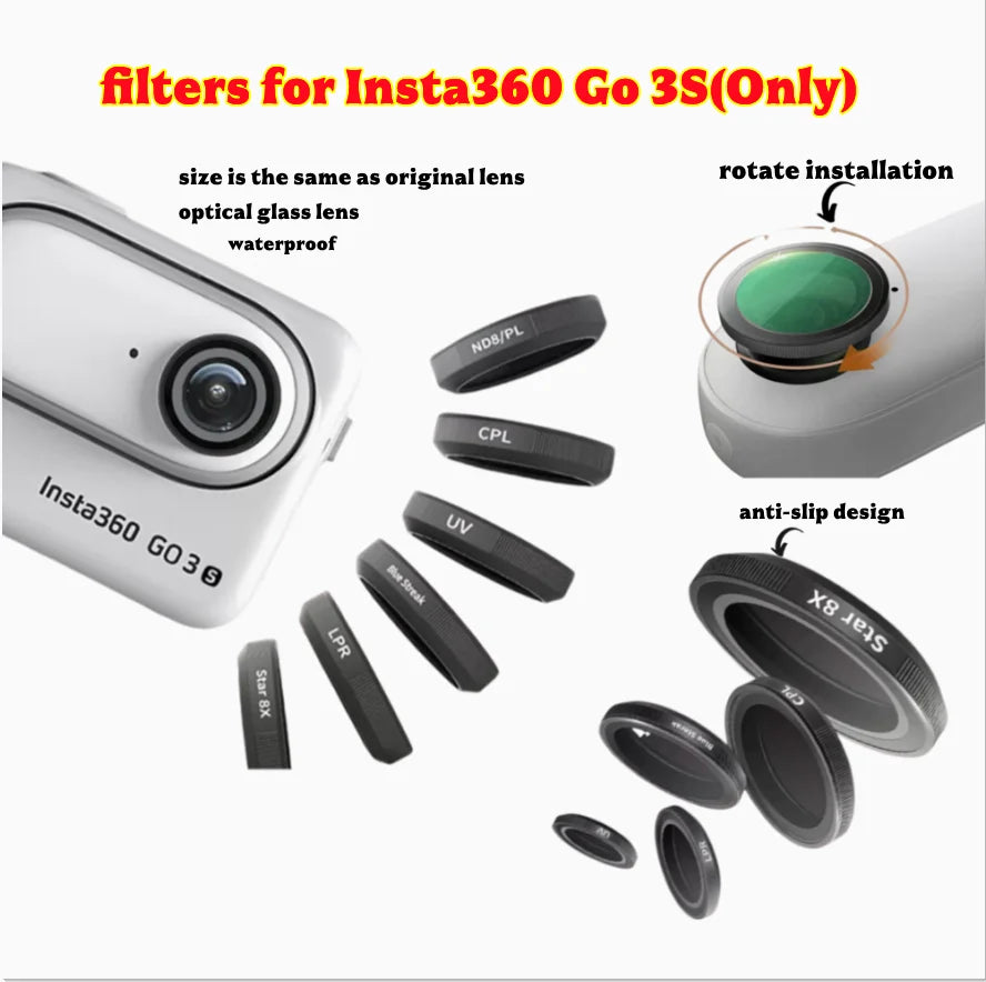 Insta360 GO 3S Filter Set – UV, CPL, ND8/16/32/64 Glass