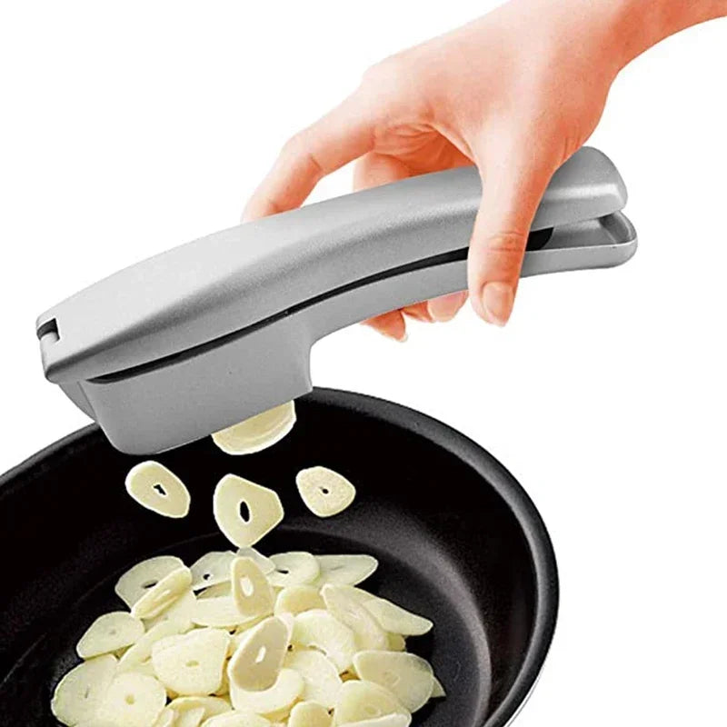 2 In 1 Multifunctional Garlic Press Garlic Slicer Zinc Alloy Manual Kitchen Gadget and Accessories Gadgets for Home Oasis Select SKY BLUE