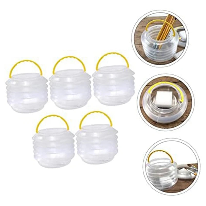 5 Pack Folding Pencil Holder Bath Tub Cleaner Beach Water Pail Set Kit Collapsible Bucket Paint Brush Wash Bucket Set Kit Oasis Select