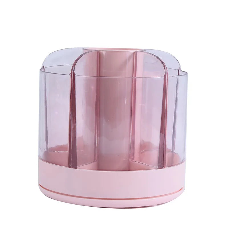 360° Rotating Pencil Organizer Large Capacity Round Desktop Storage Holder with 6 Compartments Cosmetic Brush Organizer Oasis Select Pink