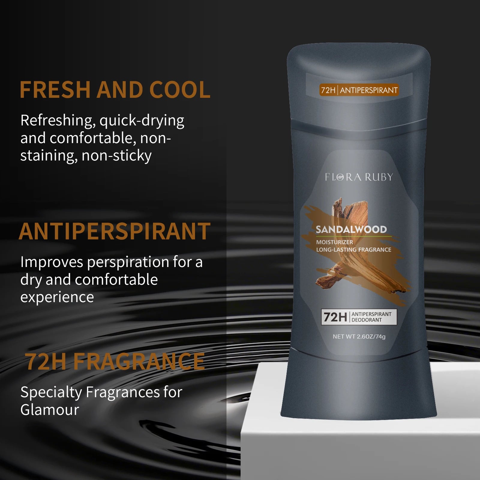 Men Sandalwood Deodorant Stick Anti Sweating Keep Drying Lasting Fragrance Remove Armpit Odor Underarm Refresh Sticks Refresh Oasis Select