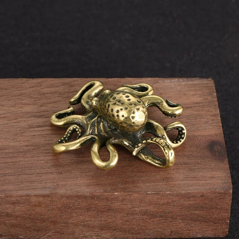 Brass Octopus Home Decoration Antique Copper Animal Figurines Miniatures Desk Ornament Accessories Creative Table Tea Pets Craft Oasis Select