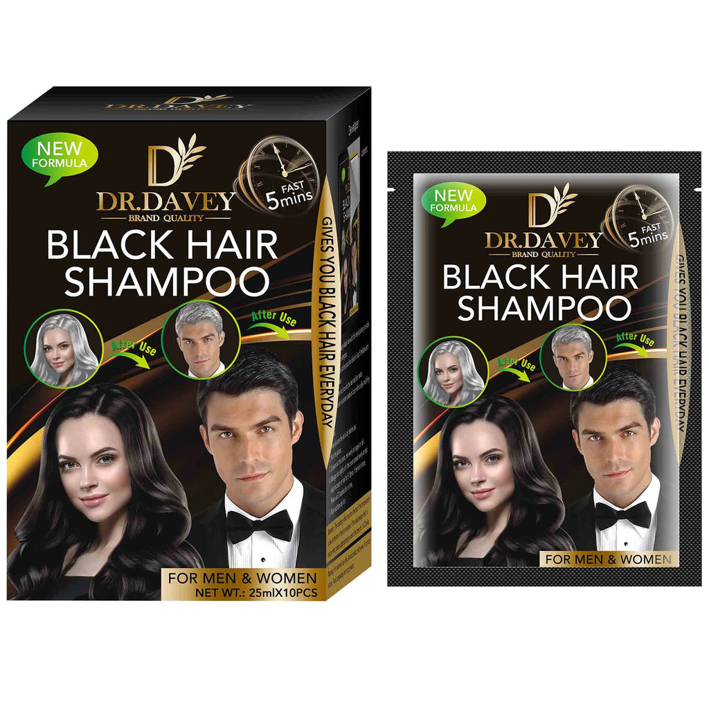 DR.DAVEY Black Hair Dye Coloring Shampoo 25ml × 10 Sachets