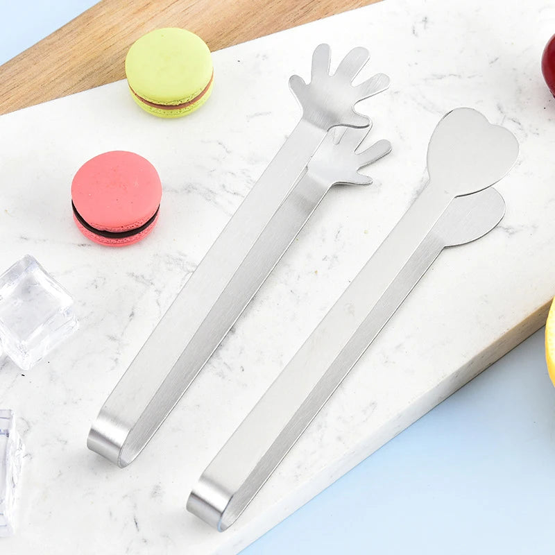 Heart Shaped Mini Tongs – Stainless Steel Food Serving Clamps