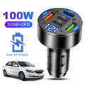 100W 5-Port Car Charger PD QC3.0 USB-C Fast Charging Car Charger Adapter Oasis Select spain
