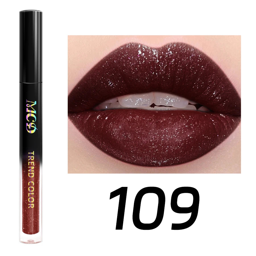 MCD 15-Shade Glitter Lip Gloss | Pearl Shimmer Liquid Lipstick
