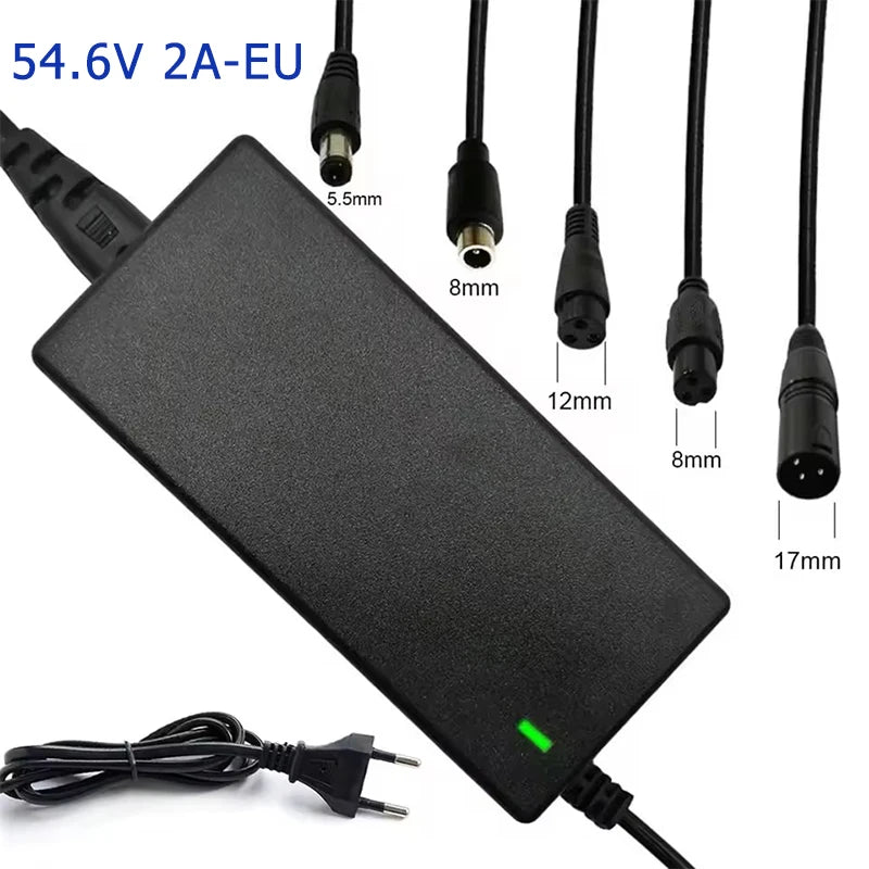 42V 54.6V 2A Battery Power Adapters For Lithium Battery Pack AC100-240V 36V 48V 2A Lithium Battery Charger 5 Plugs EU / US Plug Oasis Select 54.6V 2A 5Plugs EU
