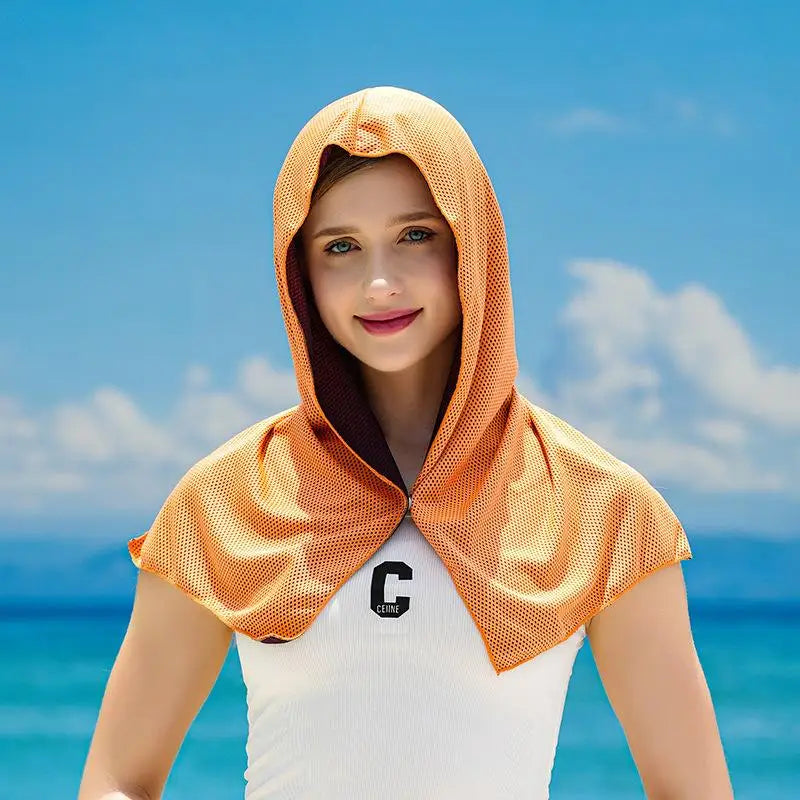 Quick Dry Cooling Sun Protection Hood Women Breathable Mesh Neck Face Outdoor Sports Sunshade Scarf Hat Oasis Select one size C