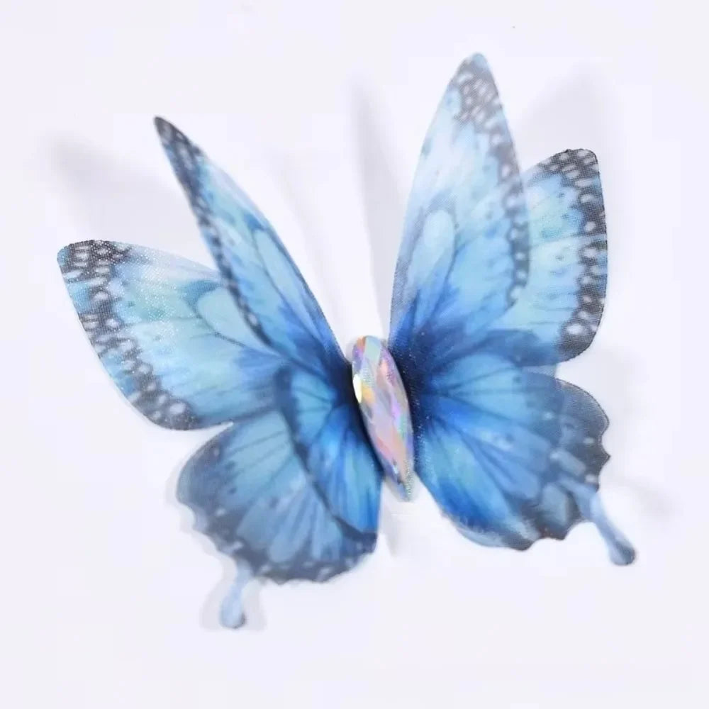 50Pcs 3D Organza Fabric Butterfly Appliques Double-layer Gradient Color Simulation Mesh Butterfly Patch Translucent Oasis Select 2-03