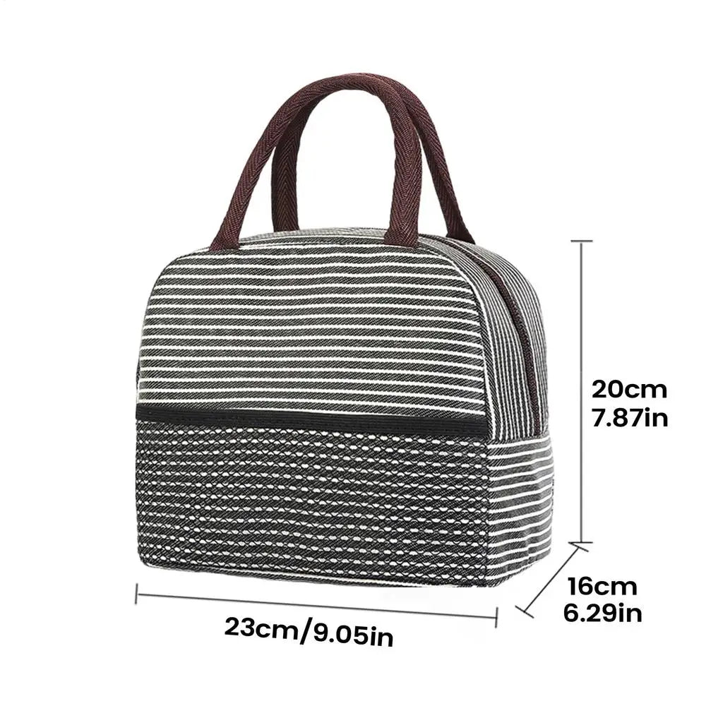 Portable Lunch Bag Waterproof Thermal Insulated Lunch Box Bento Pouch Dinner Insulation Bag Student Thickened Cute Lunch Bag Oasis Select Black