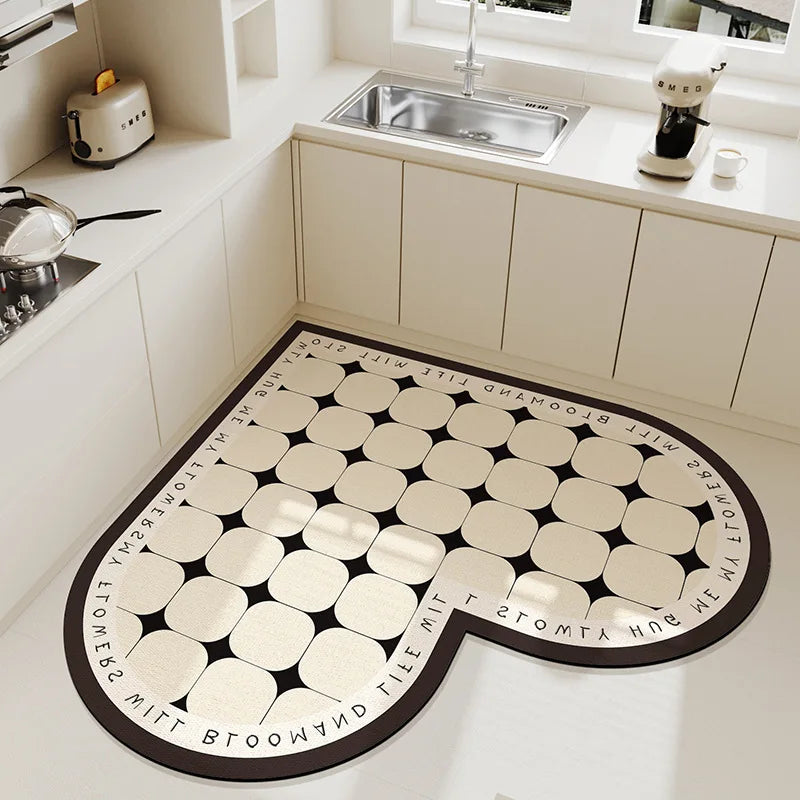 New Corner Super Absorbent Kitchen Floor Mat Diatom Mud Pad Bath Pad Anti-Slip Carpet Wipeable Wash Long Strip Carpet Oasis Select C 100X100cm