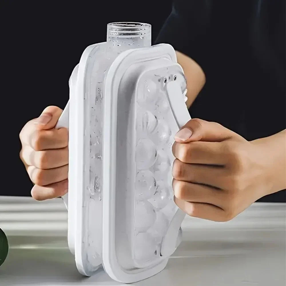 Portable 2in1 Folding Ice Maker Water Bottle with Creative Ice Cube Mold Ice Hockey Lattice Kitchen Bar Gadgets Ice Making Tool Oasis Select