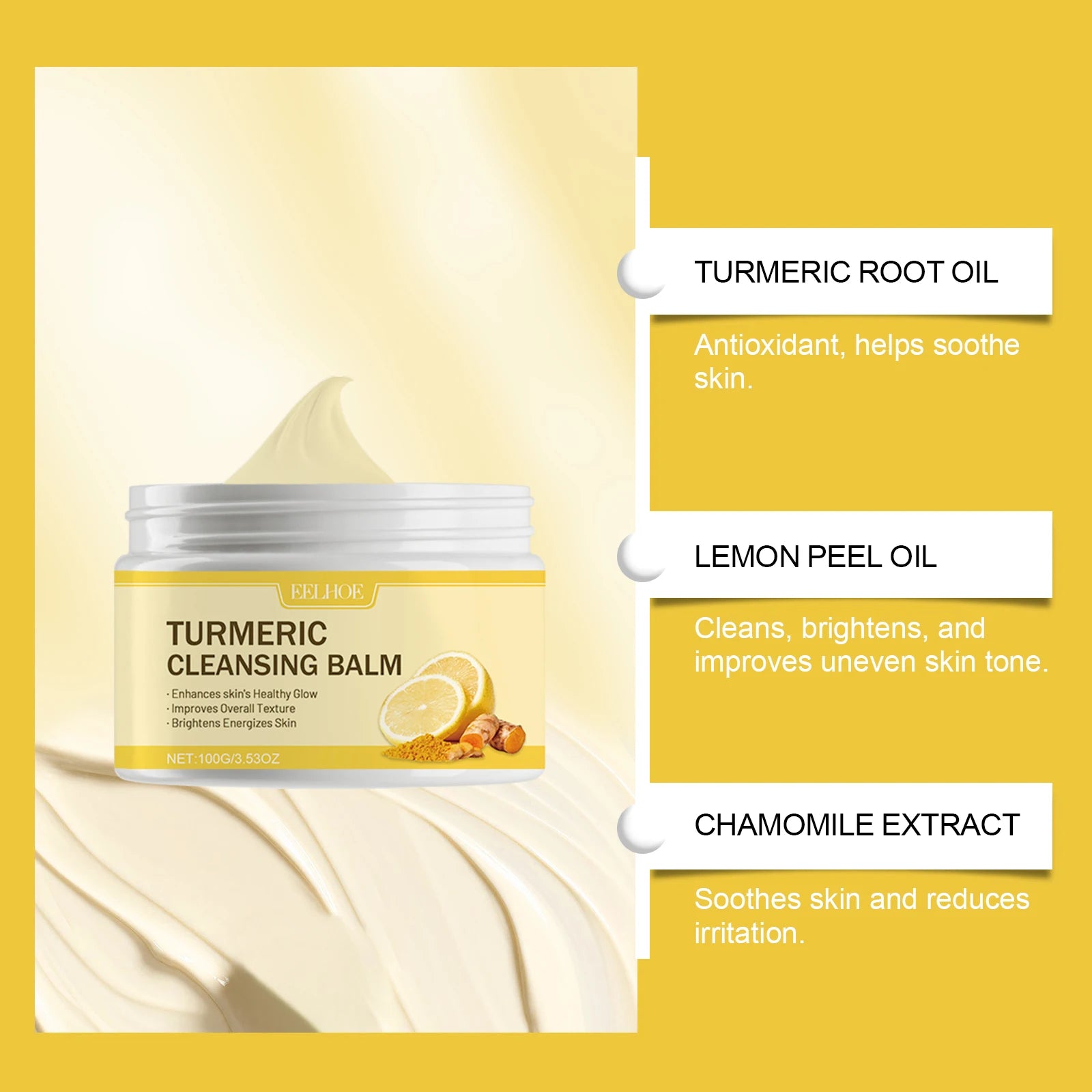 Eelhoe Turmeric Ginger Lemon Cleansing Balm Makeup Remover 100g Cleansing Balm Oasis Select