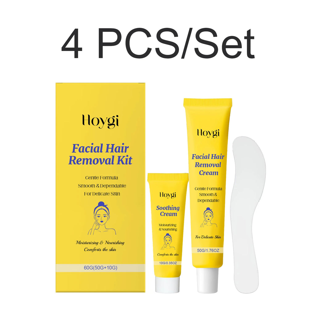 Facial Hair Removal Cream Kit for Women Upper Lip Chin Removes Fine Hair Gentle Depilatory Sensitive Skin Shea Butter 60g Oasis Select 4 PCS