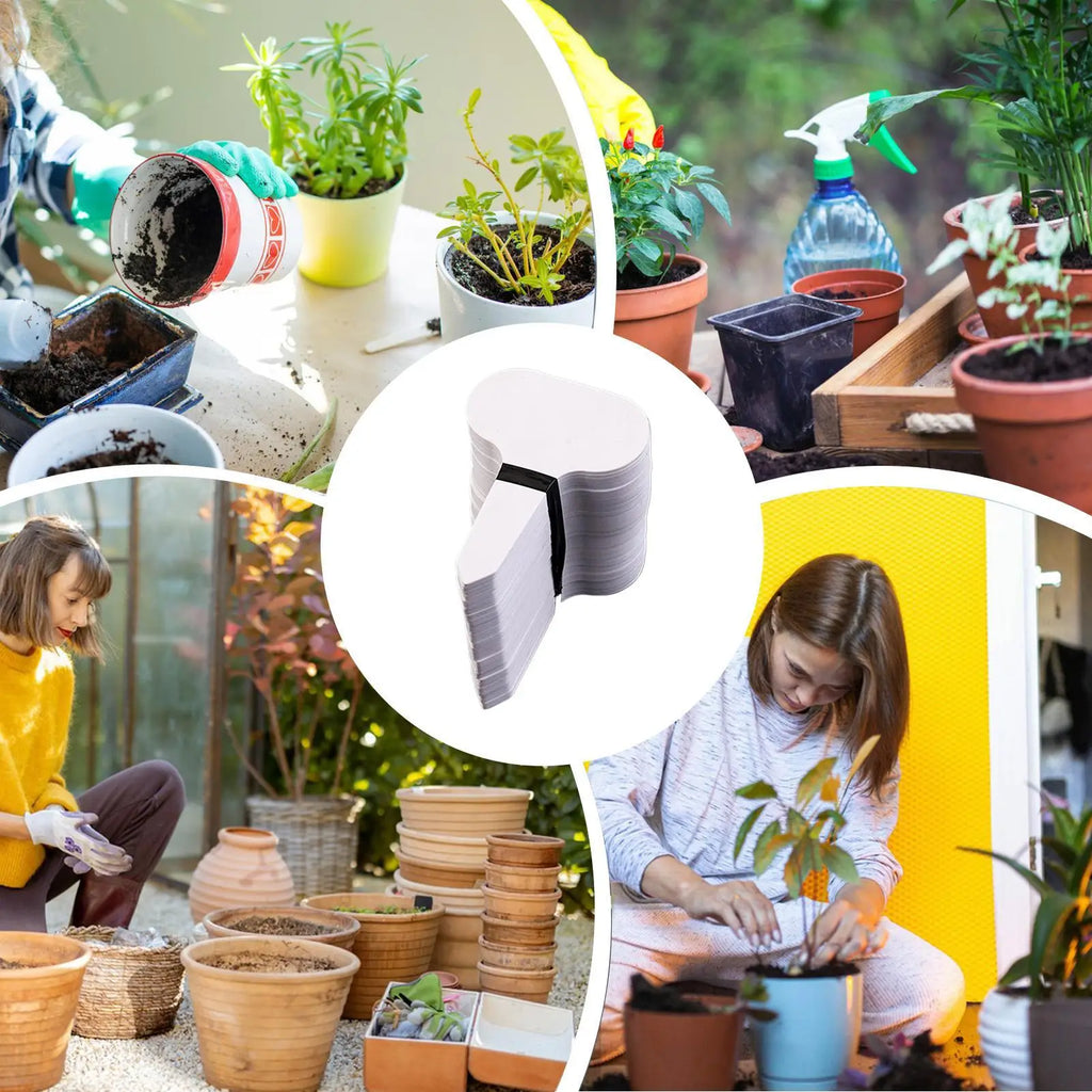 100Pcs Garden Tags White Garden Labels Plant Waterproof Classification Sorting Sign Tag Ticket Plastic Writing Plate Board Oasis Select