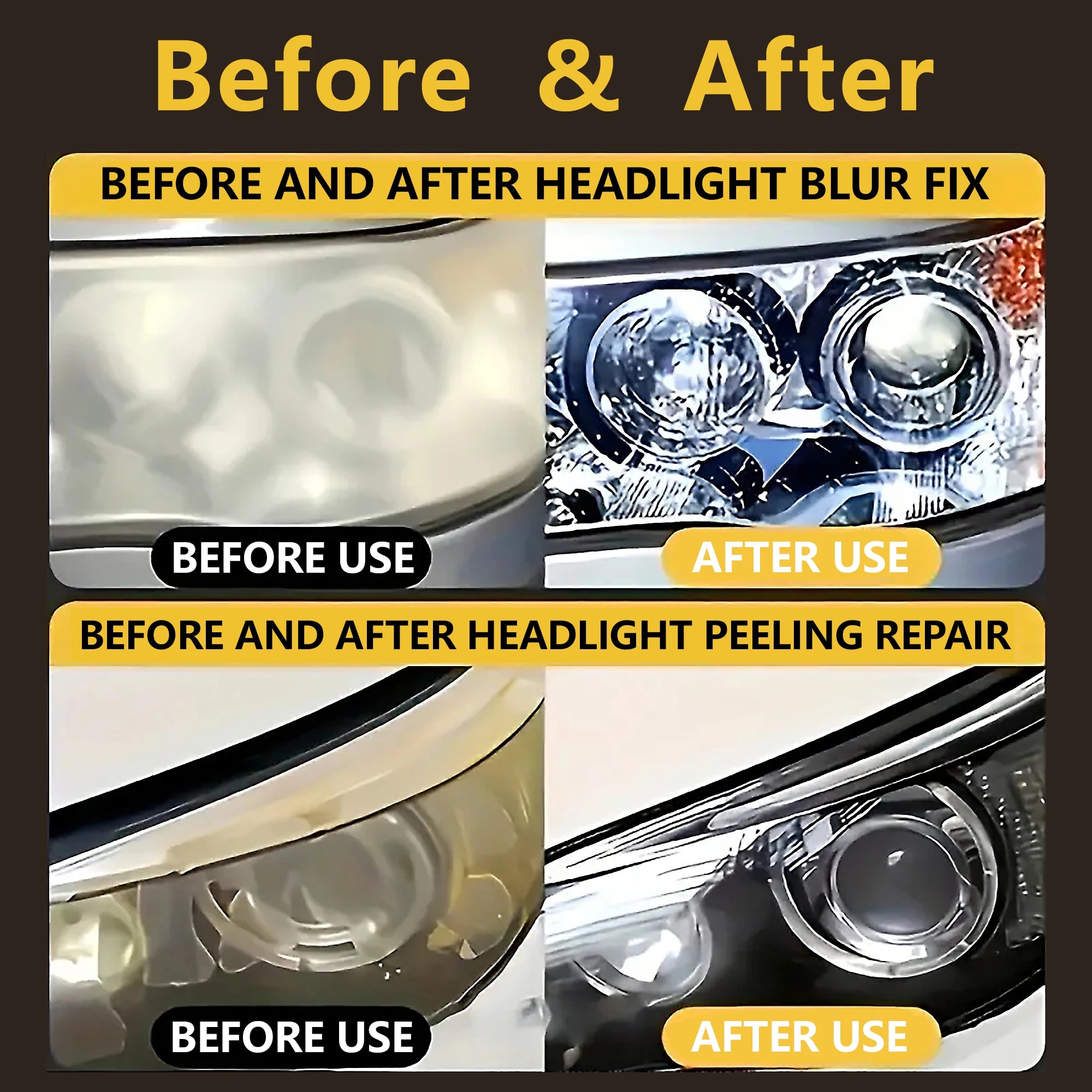 Headlight Restoration Fluid – Crystal Coating & Anti-Yellowing
