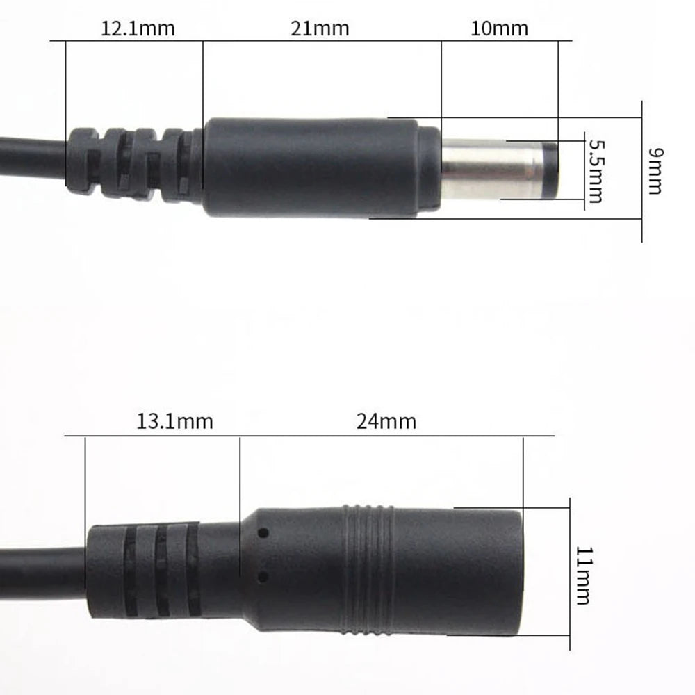 5M 10M DC12V Power Extension Cable 5.5mm*2.1mm Connector Male To Female For LED Lamp CCTV Security Camera Power Cable Cord Black Oasis Select