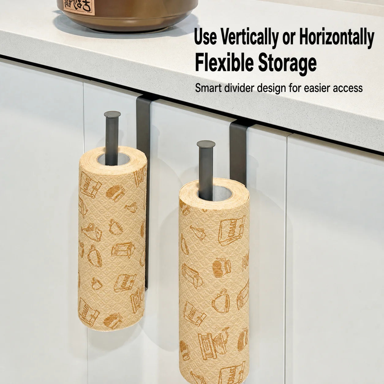 1 pc Punch-free Iron Kitchen Paper Towel Holder, Under-Cabinet Punch-Free Paper Towel Rack, Durable and Easy to Clean Oasis Select