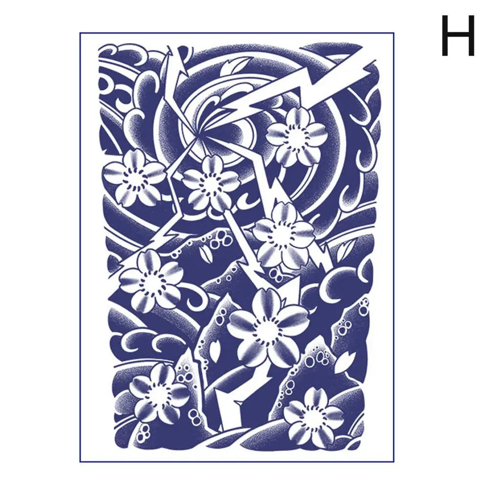 Waterproof Temporary Tattoo Sticker Semi-permanent Non-reflective Old Traditional Blossom Arm Koi Fish Fake Tattoos Oasis Select H