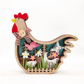 Easter Wooden Turkey Decorations Flowers Butterfly Home Tabletop Wooden Crafts Decoration Oasis Select Brown No lamp