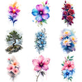9-Pack Waterproof Temporary Tattoo Stickers – Flowers & Art