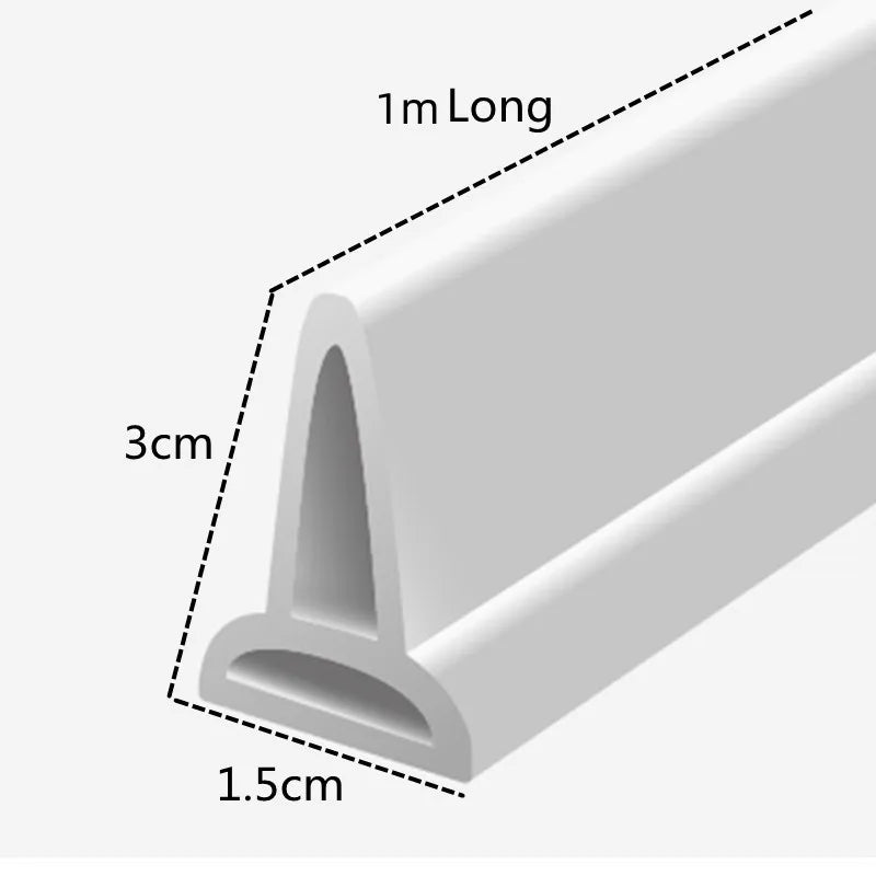1-2M Bathroom Water Stopper Silicone Retaining Strip Water Shower Dam Flood Barrier Dry And Wet Separation Blocker Accessories Oasis Select white 1M