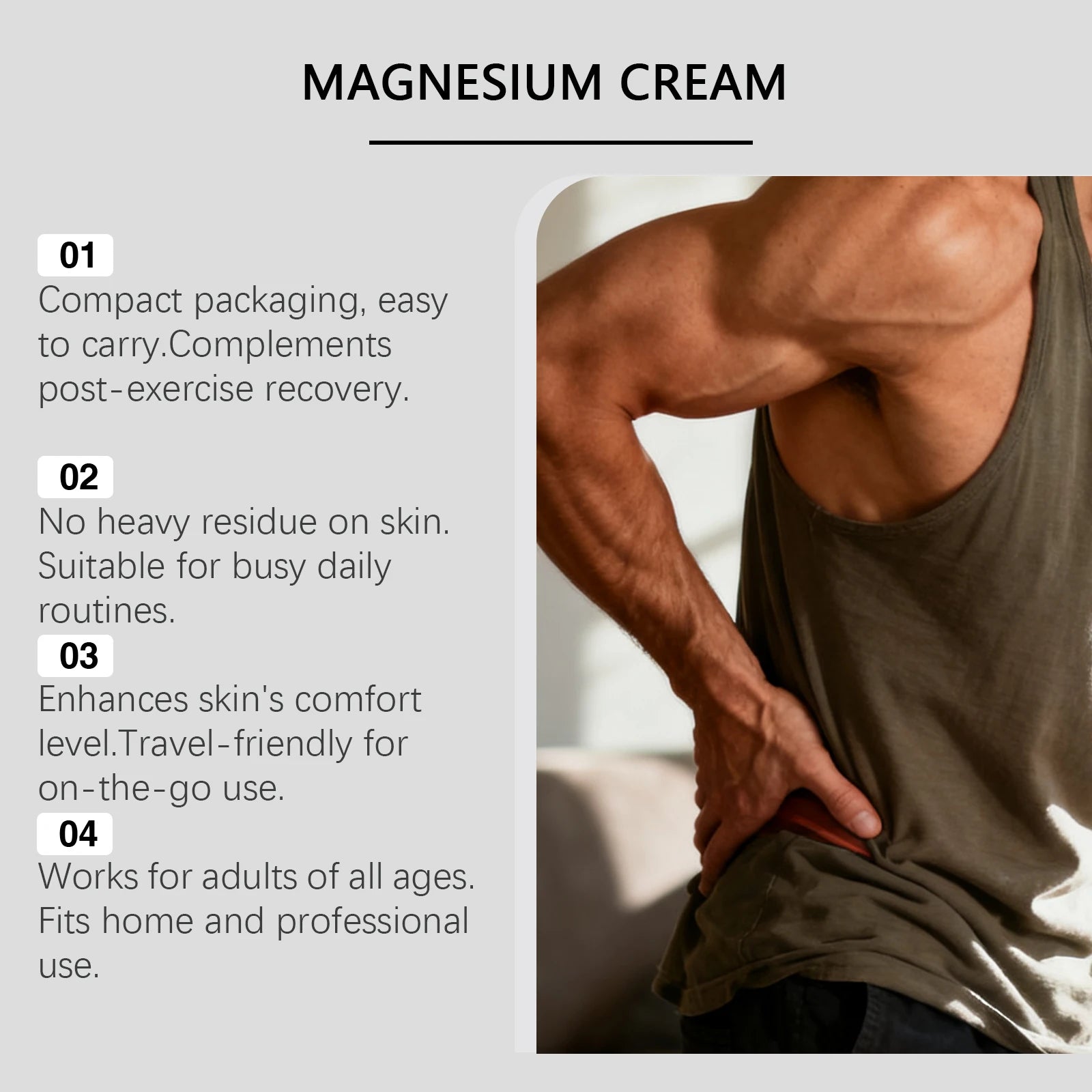 Magnesium Cream for Muscle & Nerve-Relief Moisturizing Body Massage Cream Fast Absorption Support Body Relief Daily Care Oasis Select