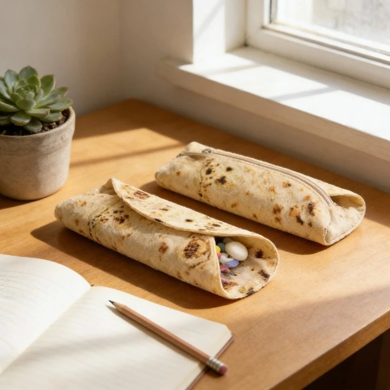 Faux Pancake Stationery Organizer Whimsical Burrito Pencil Case Holder Fun Stationery Organizer for School Supplies Oasis Select