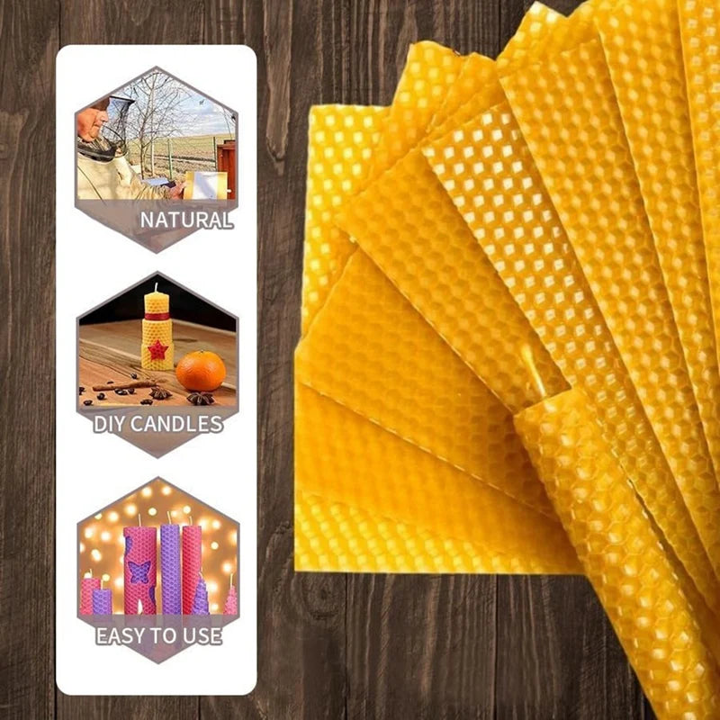 WISH 10 Pieces 100% Natural Beeswax Candle Making Kit, Honeycomb Texture DIY Beeswax Candle Craft Set Oasis Select