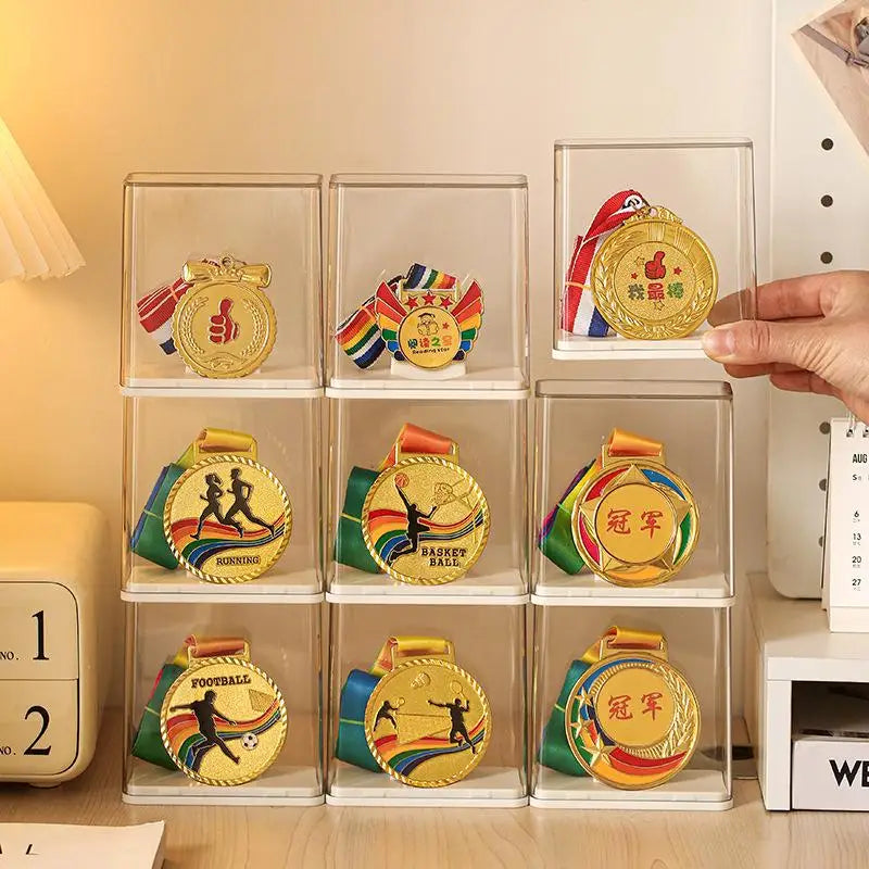 1/2pcs Medal Display Case Dustproof Storage Box for Badge Honor Trophy Showcase Stand for Home Office Gift Collection Oasis Select