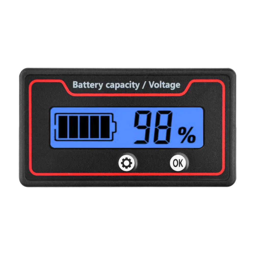 Car Battery Charge Level Indicator 12V 24V 36V 48V 60V 72V Lithium Battery Capacity Meter Tester Display LED Tester Voltmeter Oasis Select Blue