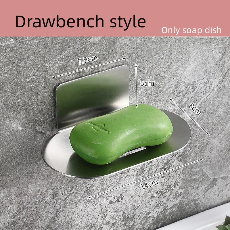 Stainless Steel Shower Soap Holder No Drilling Wall Mounted Soap Dish Sponge Storage Rack Shampoo Tray for Bathroom Organizers Oasis Select B