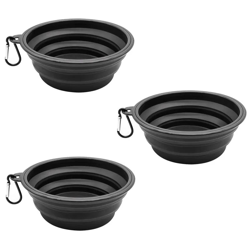 TPE dog bowl cat bowl wear-resistant and durable pet folding bowl travel outdoor drinking water feeding portable pet bowl Oasis Select black-3pcs 350ml