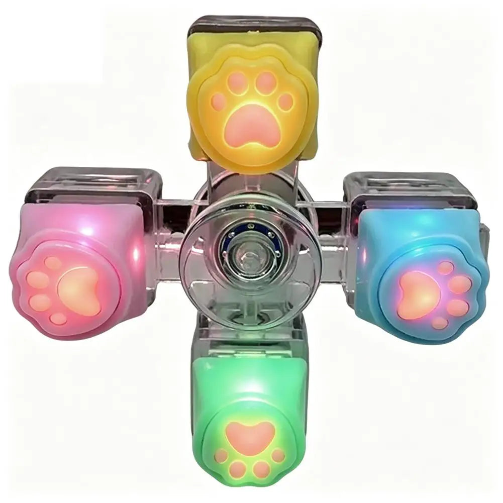 LED Cat Paw Fidget Spinner Clicker – Light-Up Keychain Toy
