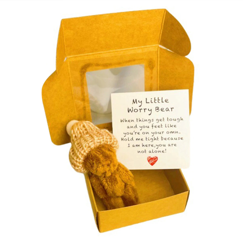 Mini Plush Bear in a Box with Inspirational Card | Cute Gift