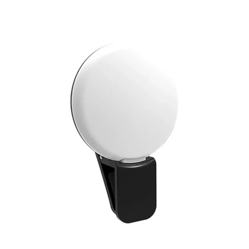 1PC Mobile Phone LED Selfie Ring Light Portable Mini Durable Practical Three Stop Dimming Circle Photography Clip Fill Light Oasis Select black
