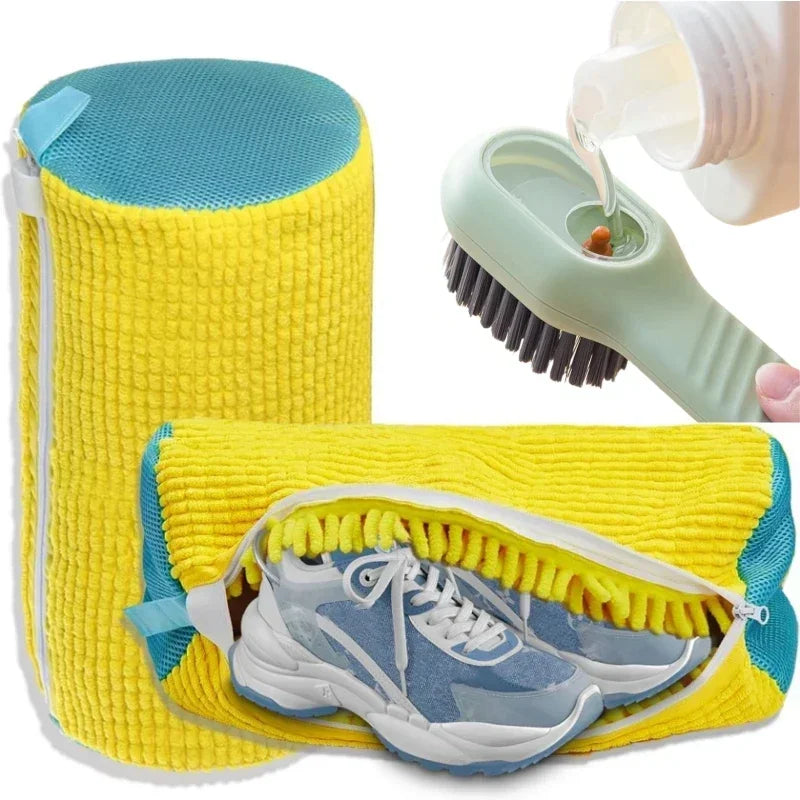 1/2/4PCS Shoe Washing Machine Bag with Liquid Shoe Brush Set Durable Laundry Shoe Bag and Soft Bristle Clean Brush for All Shoes Oasis Select