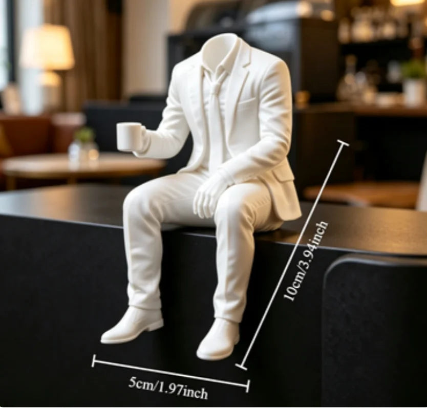 Elegant Coffee Faceless Gentleman Edge Decor Man Sculpture Handcraft Boss Gifts Bookshelf Study Room Ornaments Office Desk Decor Oasis Select Coffee Elite White