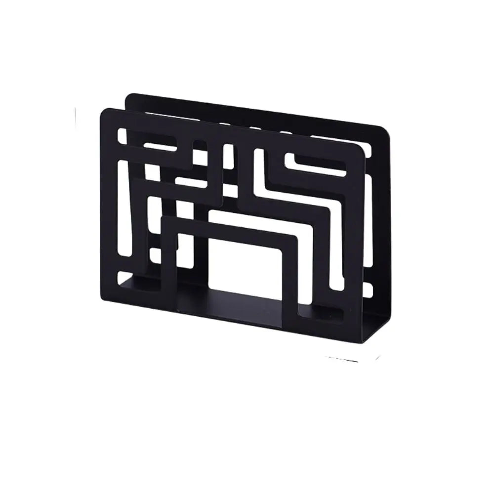 Delicate Stainless Steel Napkin Holder Silver/Gold/Black 12*8.5*3.2 CM Creative Paper Holder Hollow Napkin Holder Home Oasis Select black-style 1