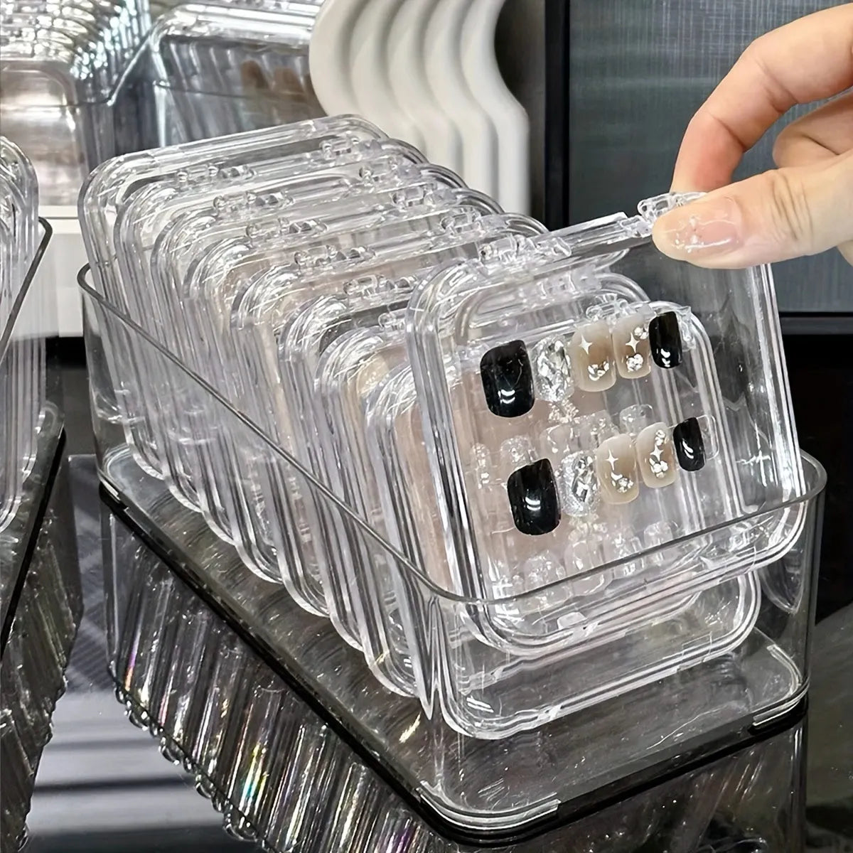 Transparent Nail Storage Box, Fake Nail Display Box, Bracelet, Jewelry, Jewelry Organizing Box Oasis Select